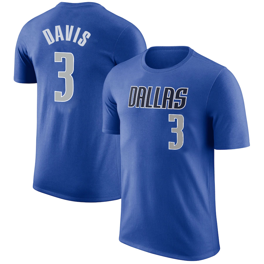 Men NBA Dallas Mavericks #3 Davis blue T shirts style 3